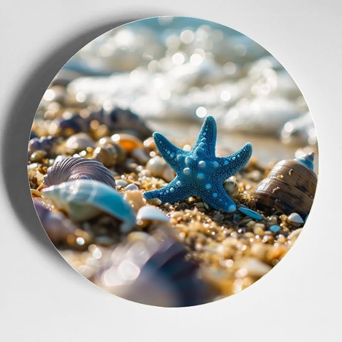 Tranquil Beach Seashells Decorative Ceramic Plates 10 Inch with Display Stand Designed for Elegant Wall Hanging DP-858554174
