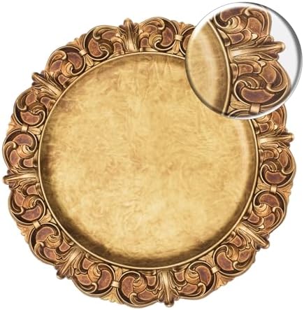 MAONAME 14" Antique Gold Charger Plates Set of 6, Round Plate Chargers - Image 2