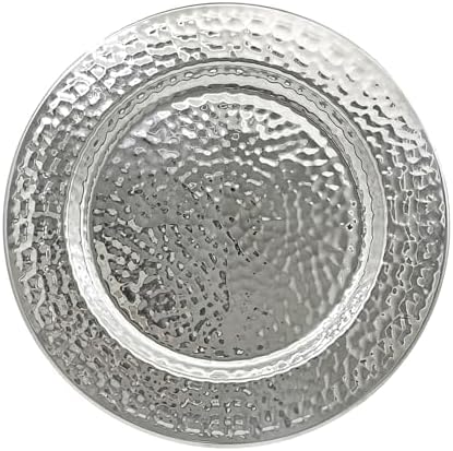 Brightalk 13-Inch Stainless Steel Hammered Charger Plates, Silver Dinner Plate Chargers Set of 6, Round Server Ware by Brightalk