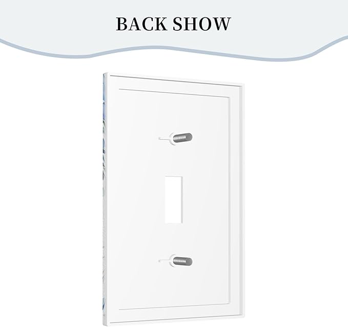Decorative Light Switch Cover Blue Watercolor Flowers Retro Floral Leaves 1 Gang Wall Plate Cover Single Toggle Outlet Covers Switchplate Electrical Faceplate for Bathroom Bedroom Decor（2 Pack）