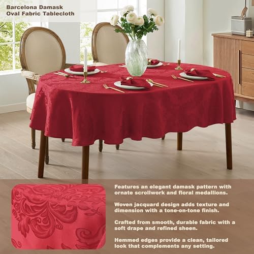 Newbridge Barcelona Damask Fabric Napkins, Set of 4, Red – No Iron, Soil Resistant Cloth Napkins for Dining, Parties and Holidays - Image 6