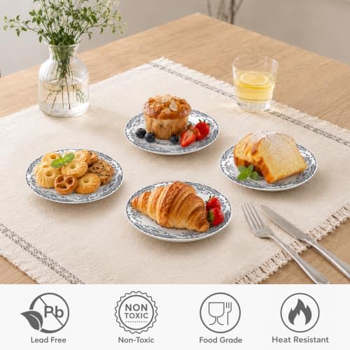 Dessert Plates Set of 6,6 Inch Mini Ceramic Plates - Image 4