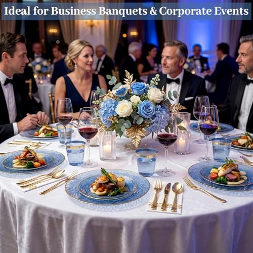 DaYammi 350PCS Clear Blue Plastic Dinnerware Set for 50 Guests - Image 7