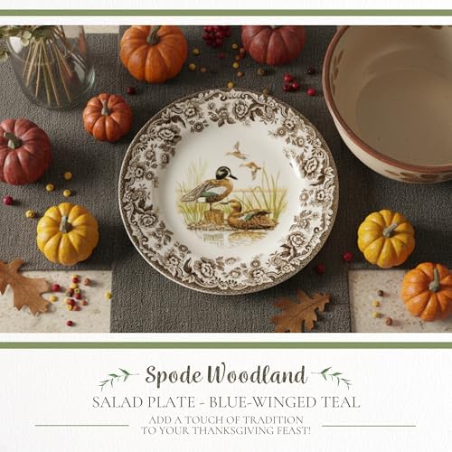 Spode – Woodland Woodland Salad Plate - Blue-Winged Teal - Brown/White - Image 2