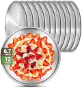 Stainless Steel Plates, 12 Set 6.7 inch 304(18/8) Metal Food Serving Plate, Reusable Snack Eating Dishes Round Shatterproof Plate Silver Dinnerware for BBQ Dinner Oven Dishwasher Safe by Offiper