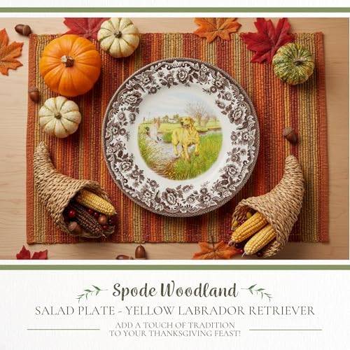 Spode Hunting Dogs Yellow Labrador Retriever 8" Salad Plate - Dog-Themed Rustic Holiday Tableware, Fine Earthenware for Salad or Dessert - Microwave, Dishwasher, Oven Safe, Made in England - Image 2