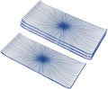 12" Rectangular Plates - Long Serving Trays for Sushi, Pasta, Chips, Appetizer, Cake - Ceramic Rectangle Platter for Party, Restaurant, Banquet (4Pack, Blue Radial) by DealbyBox