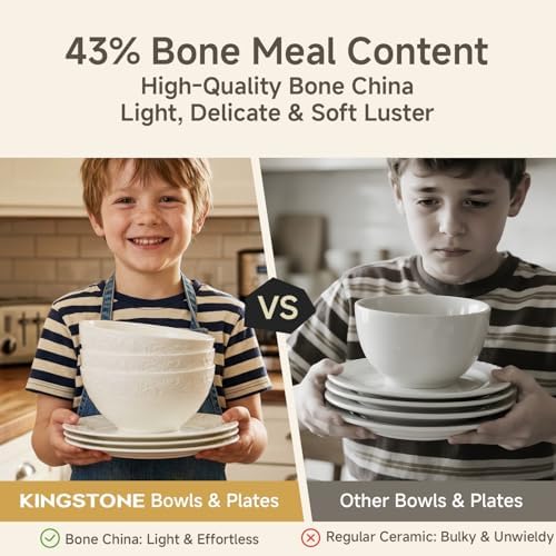 KINGSTONE 18Pcs Vintage Relief White Bone China Set, Service for 6 - Image 7