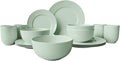 Yoshy 12-Piece White Bone China Dinnerware with Lightweight Durable Chip Resistant Design Service for 4 (16 Piece - Service for 4, Willowmist)