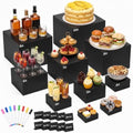 White Acrylic Buffet Risers with Mini Sign and Marker, Food Risers Display Stands for Buffet Table Party Catering Dessert Jewelry Collectibles,Acrylic Cube Nesting Boxes with Hollow Bottoms (10" 9" 8" 7" 6" 5" 4" 4" 3" 3"（Black）) by URLINE