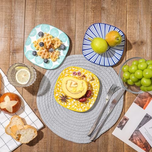 Selamica Porcelain Small Plates - 6 Inch Dessert, Appetizer & Salad Plates - Microwave & Dishwasher Safe - Set of 6 - Assorted Color - Image 6