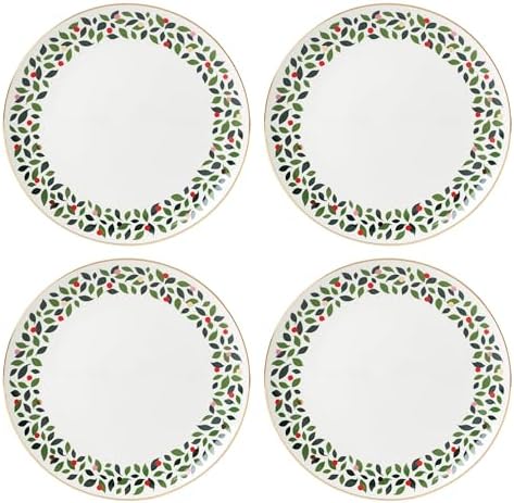 kate spade new york Evergreen Porcelain Christmas Dinner Plate Set for 4 by Unknown