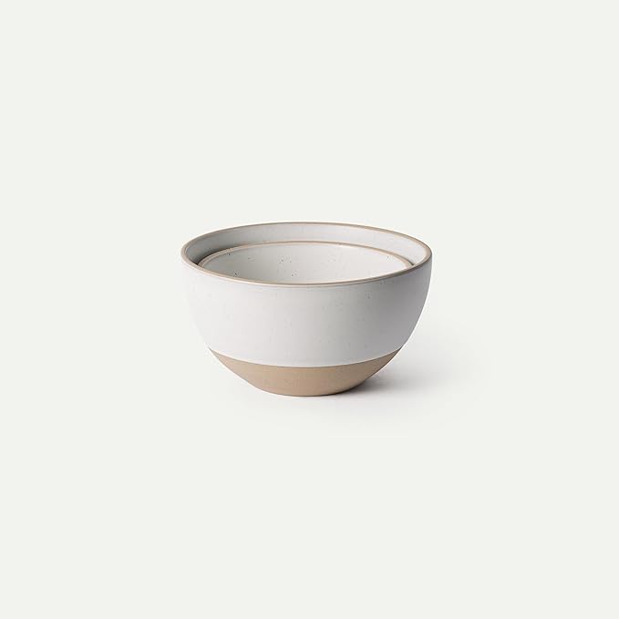 MORA Jumbo and Large Bowls Set of 2, 2.5 and 1.5 Qt Ceramic Pottery Mixing Bowls - Microwave and Dishwasher Safe - Oat