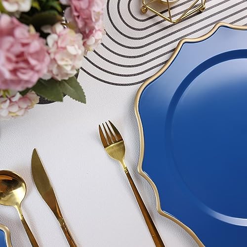 Blue Chargers for Dinner Plates, 13 Inch Scalloped Plastic Decorative Table Charge Service Plates Set of 6 for Wedding, Holiday, Thanksgivng, Christmas - Image 6