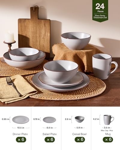 Famiware Venus Dinnerware Sets with Mugs, Ceramic Plates and Bowls for 6 - Image 5
