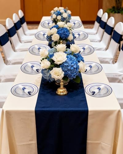 Goodluck 350 Pcs Disposable Clear Blue Plates and Napkins Party Supplies - Image 6