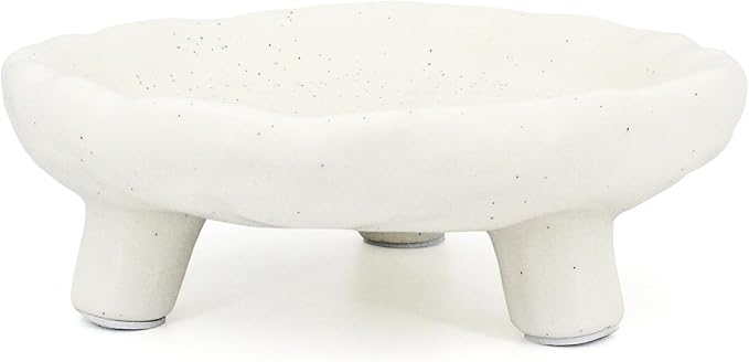 Three-Legs Ceramic Decorative Bowl- 8" Small White Footed Fruit Bowl for Kitchen Counter, Entryway &Table Home Décor,Multi-Purpose Footed Centerpiece Bowl for Candy,Breads,candles, trinkets or key