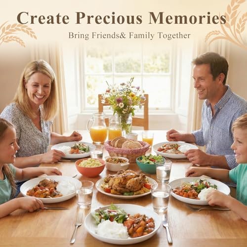 Wheat Straw Plates 9 Inch, Reusable Plastic Plates Set of 8 - White - Image 6
