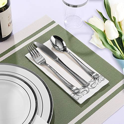 FOCUSLINE 175 Pieces Silver Dinnerware Set for 25 Guests - Image 6