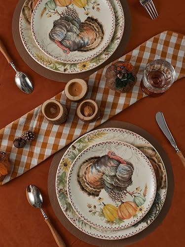 Bico Blessing Season Salad Plates Set of 4, 8.75 Inch Ceramic Dessert Plates for Salad, Appetizer, Side Dishes, Microwave and Dishwasher Safe, Gift for Housewarming and Thanksgiving - Image 4