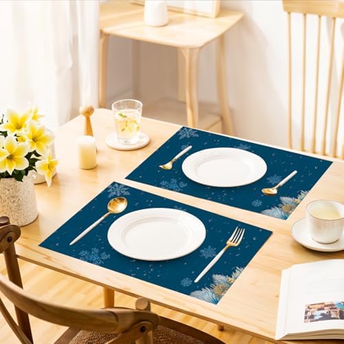 ANNA QUEEN Snowman Christmas Table Runner and Placemats Set of 6, 13"x72" Table Runner with 12"x18" Placemats, Winter Holiday Dining Decor - Image 6