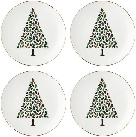 kate spade new york Evergreen Christmas Accent Plates, Appetizer Set for 4 by Unknown