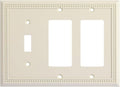 Henne Bery Sunken Pearls Heavy Duty Decorative Wall Plate Switch Plate Outlet Cover (Single Toggle/Double Decorator, Light Almond)
