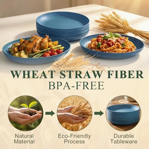 Deep Dinner Plates 10 Inch, Unbreakable Camping Plates - Blue - Image 3