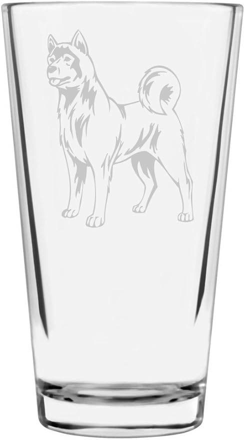 Akita (American) Dog Themed Etched All Purpose 16oz Pint Glass