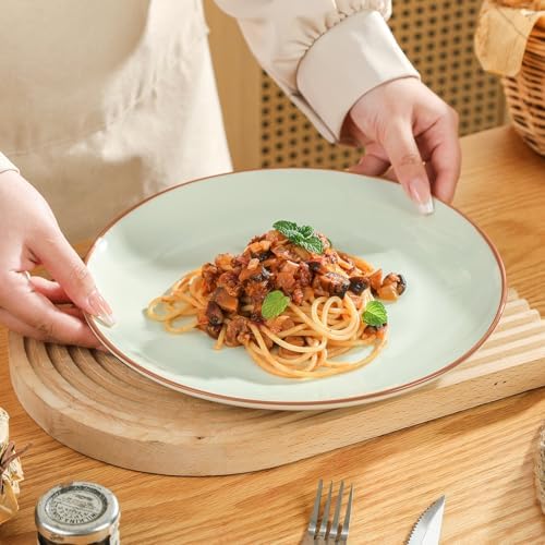 Dinner Plates Ceramic Set of 6, Large 10 Inch Cute Fiesta Plates, Colorful Modern Serving Dishes for Salad Pasta Steak and Kids Daily Meals, Microwave Dishwasher Safe, Assorted Candy Hue - Image 4