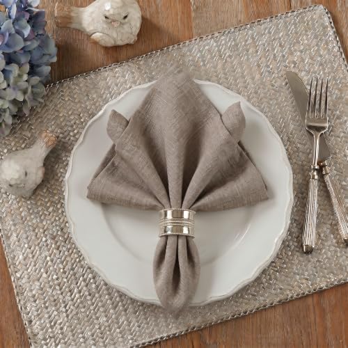 EHouseHome Waterproof Faux Linen Dinner Napkins, Set of 12, 17 x 17,Flax - Image 3