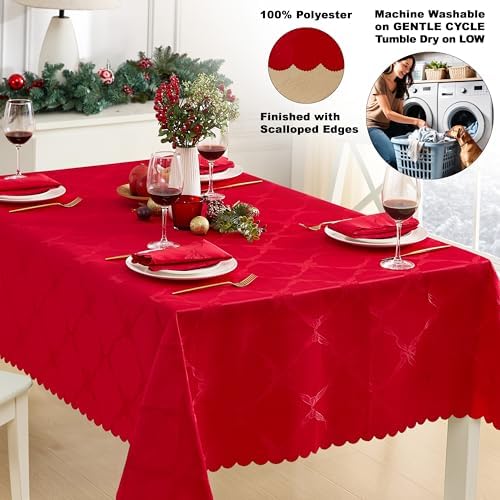 Newbridge Christmas Ribbons and Bows Red 52 x 70 Rectangle Tablecloth - Image 4