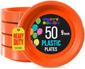 Exquisite Party Solids Sturdy Orange Plastic Plates 9" Party Plates 50 Pcs by Exquisite