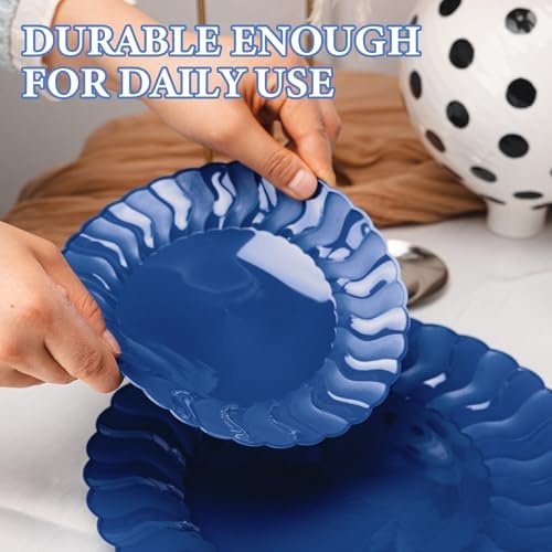 Lullaby 60PCS Navy Blue Scalloped Plastic Plate, Disposable Plate for Party - Image 5
