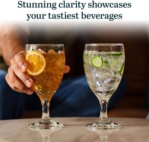 Libbey Classic Glass Goblets Set of 12, Stemmed Water & Tea Glasses - Image 5