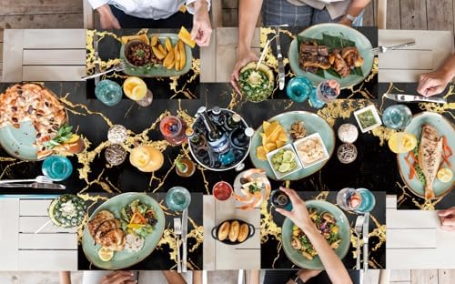 ANNA QUEEN Gold and Black Marble Table Runner and Placemats Set of 6 – Elegant 13"x72" Table Runner with 12"x18" Placemats, Luxury Dining Table Decor for Kitchen, Modern Home Décor, Party - Image 7
