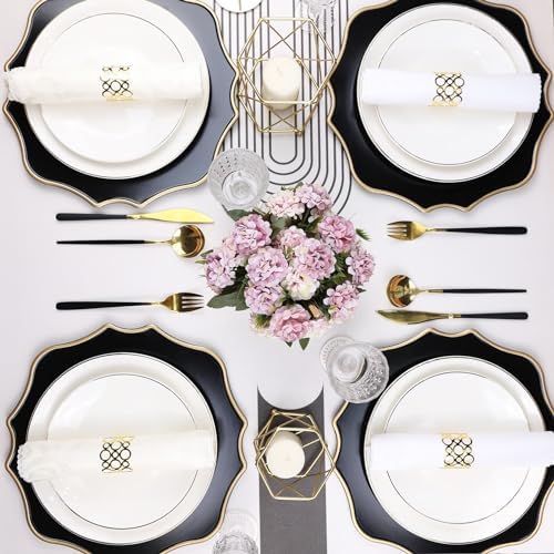 Black Chargers for Dinner Plates, 13 Inch Scalloped Plastic Decorative Table Charge Service Plates Set of 6 for Wedding, Holiday, Thanksgivng, Christmas - Image 3