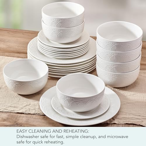 Pfaltzgraff Esmerlda White 24 Piece Plate Bowl Dinnerware Set, Service for 8 - Image 6