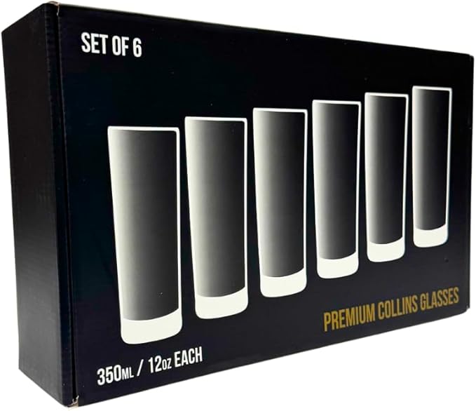 LEMONSODA Premium Highball Glass Set - Elegant Tom Collins Glasses Set of 6-12oz Tall Drinking Water Glasses - Bar Glassware for Mojito, Whiskey, Cocktail