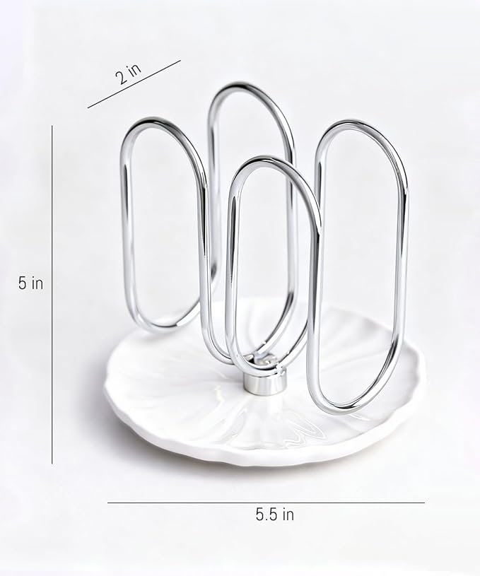 VROOMIUM Napkin Holder for Table, Effortless Cleaning Ceramic Base, 1 lb Weight, Silver Napkin Holders for Paper Napkins, Servilleteros para Mesas