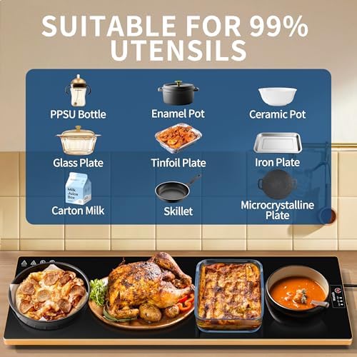 Electric Warming Tray,Extralong 40"x12",Tempered Glass Warming Mat for Food - Image 4