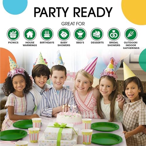 Exquisite Party Solids Sturdy Green Plastic Plates 7" Cake Plates 50 Pcs - Image 6
