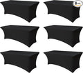 Spandex Table Cloths for 8 Foot Rectangle Tables-6 Pack Fitted Stretch Black Table Covers-Elastic Folding Tablecloths for Party, Vendor Booth Display, Banquet Buffet Event, Craft Trade Show