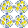 UP Lovely Lemons Melamine Round Dessert Plates, Small Serving Plates, for Appetizer, Snacks, and Side Dishes, Blue and Yellow, 6 Inch, Set of 4 by UPware