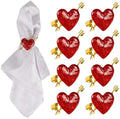 Red Heart Napkin Rings Serviette Holder Set of 8, Metal Love Napkin Ring with Gold Buckles for Valentine's Day, Wedding, Birthday Party, Thanksgiving Day, Christmas Day,Dining Table Decoration by FEKIDO