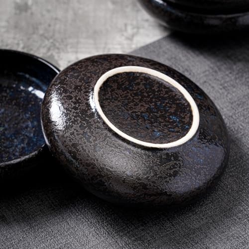 Uaral Japanese Salad Plate,Blue Plates and Bowls Set,Stoneware Plate Set,Appetizer Plates Set of 4,5.5inch,14oz(Nebula Blue) - Image 4
