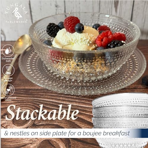 Clear Hobnail Glass Bowl Set of 4 Pressed Glass Bowls 20 oz - Image 5