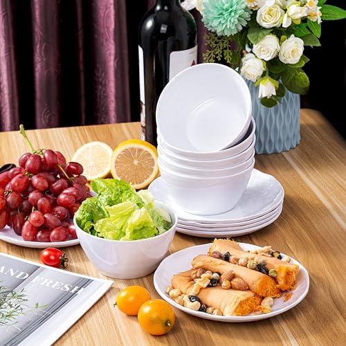 6.75 inch Melamine Plates, Round Salad Dessert Appetizer Plates for Kitchen, Small Plates, Set of 6 White Dishwasher Safe Shatter Resistant - Image 5