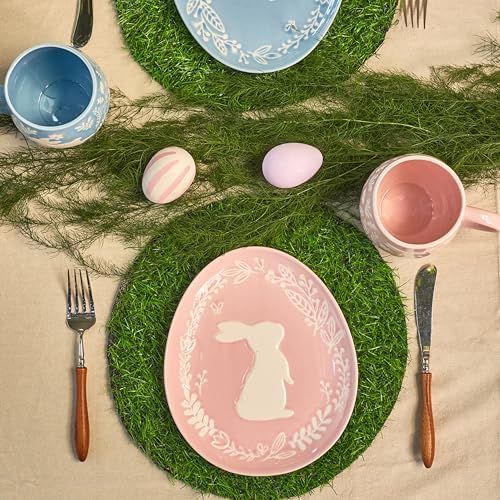 Bico Pastel Color Bunny Stoneware Salad Plates Set, Microwave & Dishwasher Safe, for Easter, Spring - Image 7