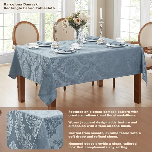 Newbridge Barcelona Damask Fabric Napkins, Set of 4, Blue – No Iron, Soil Resistant Cloth Napkins for Dining, Parties and Holidays - Image 4